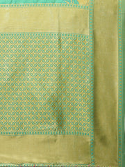 SMSAREE Green Designer Wedding Partywear Banarasi Art Silk Hand Embroidery Work Bridal Saree Sari With Blouse Piece YNF-28836
