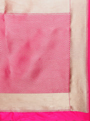 SMSAREE Pink Designer Wedding Partywear Banarasi Art Silk Hand Embroidery Work Bridal Saree Sari With Blouse Piece YNF-28869