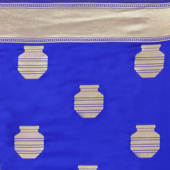 SMSAREE Blue Designer Wedding Partywear Banarasi Art Silk Hand Embroidery Work Bridal Saree Sari With Blouse Piece YNF-29140