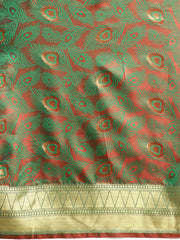SMSAREE Green Designer Wedding Partywear Kanjeevaram Art Silk Hand Embroidery Work Bridal Saree Sari With Blouse Piece YNF-29223