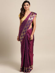 SMSAREE Purple Designer Wedding Partywear Kanjeevaram Art Silk Hand Embroidery Work Bridal Saree Sari With Blouse Piece YNF-29328