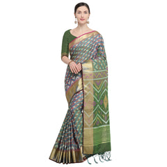 SMSAREE Multi Designer Wedding Partywear Ikkat Art Silk Hand Embroidery Work Bridal Saree Sari With Blouse Piece YNF-29343