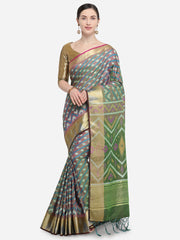 SMSAREE Multi Designer Wedding Partywear Ikkat Art Silk Hand Embroidery Work Bridal Saree Sari With Blouse Piece YNF-29343