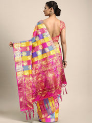 SMSAREE Multi Designer Wedding Partywear Uppada Art Silk Hand Embroidery Work Bridal Saree Sari With Blouse Piece YNF-29361