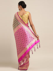 SMSAREE Violet Designer Wedding Partywear Banarasi Art Silk Hand Embroidery Work Bridal Saree Sari With Blouse Piece YNF-29431