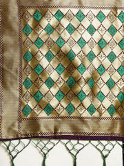 SMSAREE Green Designer Wedding Partywear Banarasi Art Silk Hand Embroidery Work Bridal Saree Sari With Blouse Piece YNF-29434