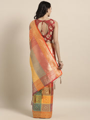 SMSAREE Multi Designer Wedding Partywear Banarasi Art Silk Hand Embroidery Work Bridal Saree Sari With Blouse Piece YNF-29457