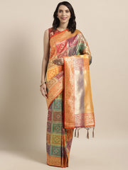 SMSAREE Multi Designer Wedding Partywear Banarasi Art Silk Hand Embroidery Work Bridal Saree Sari With Blouse Piece YNF-29457