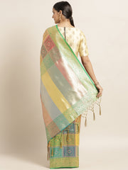 SMSAREE Multi Designer Wedding Partywear Banarasi Art Silk Hand Embroidery Work Bridal Saree Sari With Blouse Piece YNF-29460