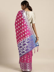 SMSAREE Pink Designer Wedding Partywear Kanjeevaram Art Silk Hand Embroidery Work Bridal Saree Sari With Blouse Piece YNF-29479