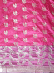 SMSAREE Pink Designer Wedding Partywear Kanjeevaram Art Silk Hand Embroidery Work Bridal Saree Sari With Blouse Piece YNF-29479