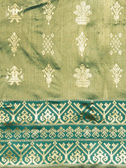 SMSAREE Teal Designer Wedding Partywear Kanjeevaram Art Silk Hand Embroidery Work Bridal Saree Sari With Blouse Piece YNF-29502