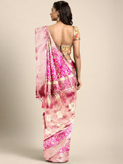 SMSAREE Pink Designer Wedding Partywear Kanjeevaram Art Silk Hand Embroidery Work Bridal Saree Sari With Blouse Piece YNF-29504
