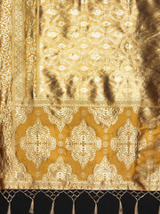 SMSAREE Mustard Designer Wedding Partywear Kanjeevaram Art Silk Hand Embroidery Work Bridal Saree Sari With Blouse Piece YNF-29506