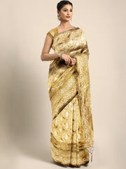 SMSAREE Mustard Designer Wedding Partywear Kanjeevaram Art Silk Hand Embroidery Work Bridal Saree Sari With Blouse Piece YNF-29506