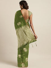 SMSAREE Olive Green Designer Wedding Partywear Kanjeevaram Art Silk Hand Embroidery Work Bridal Saree Sari With Blouse Piece YNF-29522
