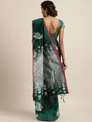 SMSAREE Green Designer Wedding Partywear Kanjeevaram Art Silk Hand Embroidery Work Bridal Saree Sari With Blouse Piece YNF-29524