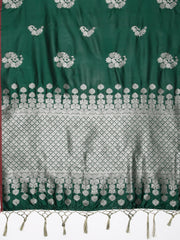 SMSAREE Green Designer Wedding Partywear Kanjeevaram Art Silk Hand Embroidery Work Bridal Saree Sari With Blouse Piece YNF-29524