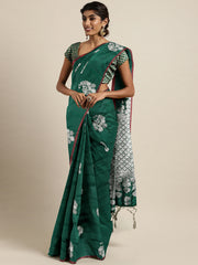 SMSAREE Green Designer Wedding Partywear Kanjeevaram Art Silk Hand Embroidery Work Bridal Saree Sari With Blouse Piece YNF-29524