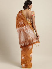 SMSAREE Mustard Designer Wedding Partywear Kanjeevaram Art Silk Hand Embroidery Work Bridal Saree Sari With Blouse Piece YNF-29525