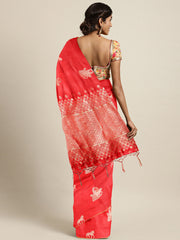 SMSAREE Red Designer Wedding Partywear Kanjeevaram Art Silk Hand Embroidery Work Bridal Saree Sari With Blouse Piece YNF-29529