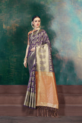SMSAREE Blue Designer Wedding Partywear Kanjeevaram Art Silk Hand Embroidery Work Bridal Saree Sari With Blouse Piece YNF-29543