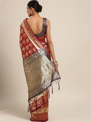 SMSAREE Maroon Designer Wedding Partywear Kanjeevaram Art Silk Hand Embroidery Work Bridal Saree Sari With Blouse Piece YNF-29545