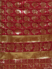 SMSAREE Maroon Designer Wedding Partywear Kanjeevaram Art Silk Hand Embroidery Work Bridal Saree Sari With Blouse Piece YNF-29545