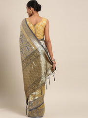 SMSAREE Charcoal Designer Wedding Partywear Kanjeevaram Art Silk Hand Embroidery Work Bridal Saree Sari With Blouse Piece YNF-29547
