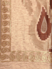 SMSAREE Brown Designer Wedding Partywear Linen Art Silk Hand Embroidery Work Bridal Saree Sari With Blouse Piece YNF-29558