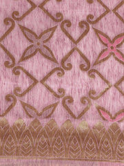 SMSAREE Pink Designer Wedding Partywear Linen Art Silk Hand Embroidery Work Bridal Saree Sari With Blouse Piece YNF-29564