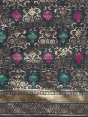 SMSAREE Grey Designer Wedding Partywear Banarasi Art Silk Hand Embroidery Work Bridal Saree Sari With Blouse Piece YNF-29576
