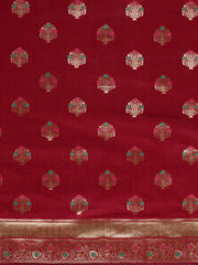SMSAREE Maroon Designer Wedding Partywear Banarasi Art Silk Hand Embroidery Work Bridal Saree Sari With Blouse Piece YNF-29577