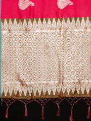 SMSAREE Pink Designer Wedding Partywear Kanjeevaram Art Silk Hand Embroidery Work Bridal Saree Sari With Blouse Piece YNF-29612