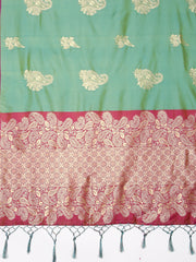 SMSAREE Green Designer Wedding Partywear Kanjeevaram Art Silk Hand Embroidery Work Bridal Saree Sari With Blouse Piece YNF-29619