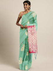 SMSAREE Green Designer Wedding Partywear Kanjeevaram Art Silk Hand Embroidery Work Bridal Saree Sari With Blouse Piece YNF-29619