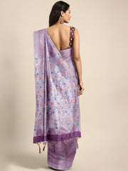 SMSAREE Purple Designer Wedding Partywear Kanjeevaram Art Silk Hand Embroidery Work Bridal Saree Sari With Blouse Piece YNF-29662