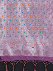 SMSAREE Purple Designer Wedding Partywear Kanjeevaram Art Silk Hand Embroidery Work Bridal Saree Sari With Blouse Piece YNF-29662