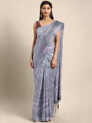 SMSAREE Charcoal Designer Wedding Partywear Kanjeevaram Art Silk Hand Embroidery Work Bridal Saree Sari With Blouse Piece YNF-29665