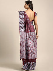 SMSAREE Maroon Designer Wedding Partywear Linen Art Silk Hand Embroidery Work Bridal Saree Sari With Blouse Piece YNF-29670