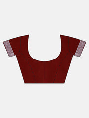 SMSAREE Maroon Designer Wedding Partywear Linen Art Silk Hand Embroidery Work Bridal Saree Sari With Blouse Piece YNF-29670