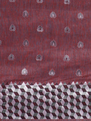 SMSAREE Maroon Designer Wedding Partywear Linen Art Silk Hand Embroidery Work Bridal Saree Sari With Blouse Piece YNF-29670