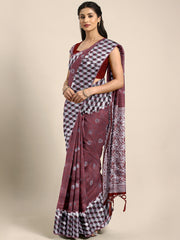 SMSAREE Maroon Designer Wedding Partywear Linen Art Silk Hand Embroidery Work Bridal Saree Sari With Blouse Piece YNF-29670