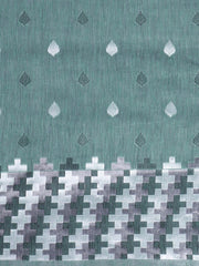 SMSAREE Sea Green Designer Wedding Partywear Linen Art Silk Hand Embroidery Work Bridal Saree Sari With Blouse Piece YNF-29673