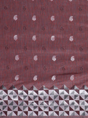 SMSAREE Red Designer Wedding Partywear Linen Art Silk Hand Embroidery Work Bridal Saree Sari With Blouse Piece YNF-29674