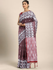SMSAREE Red Designer Wedding Partywear Linen Art Silk Hand Embroidery Work Bridal Saree Sari With Blouse Piece YNF-29674