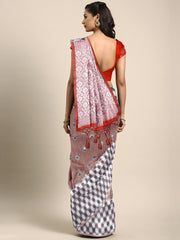 SMSAREE Orange Designer Wedding Partywear Linen Art Silk Hand Embroidery Work Bridal Saree Sari With Blouse Piece YNF-29675