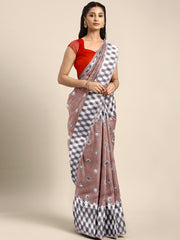 SMSAREE Orange Designer Wedding Partywear Linen Art Silk Hand Embroidery Work Bridal Saree Sari With Blouse Piece YNF-29675