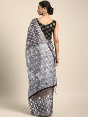 SMSAREE Coffee Brown Designer Wedding Partywear Linen Art Silk Hand Embroidery Work Bridal Saree Sari With Blouse Piece YNF-29676