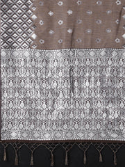 SMSAREE Coffee Brown Designer Wedding Partywear Linen Art Silk Hand Embroidery Work Bridal Saree Sari With Blouse Piece YNF-29676